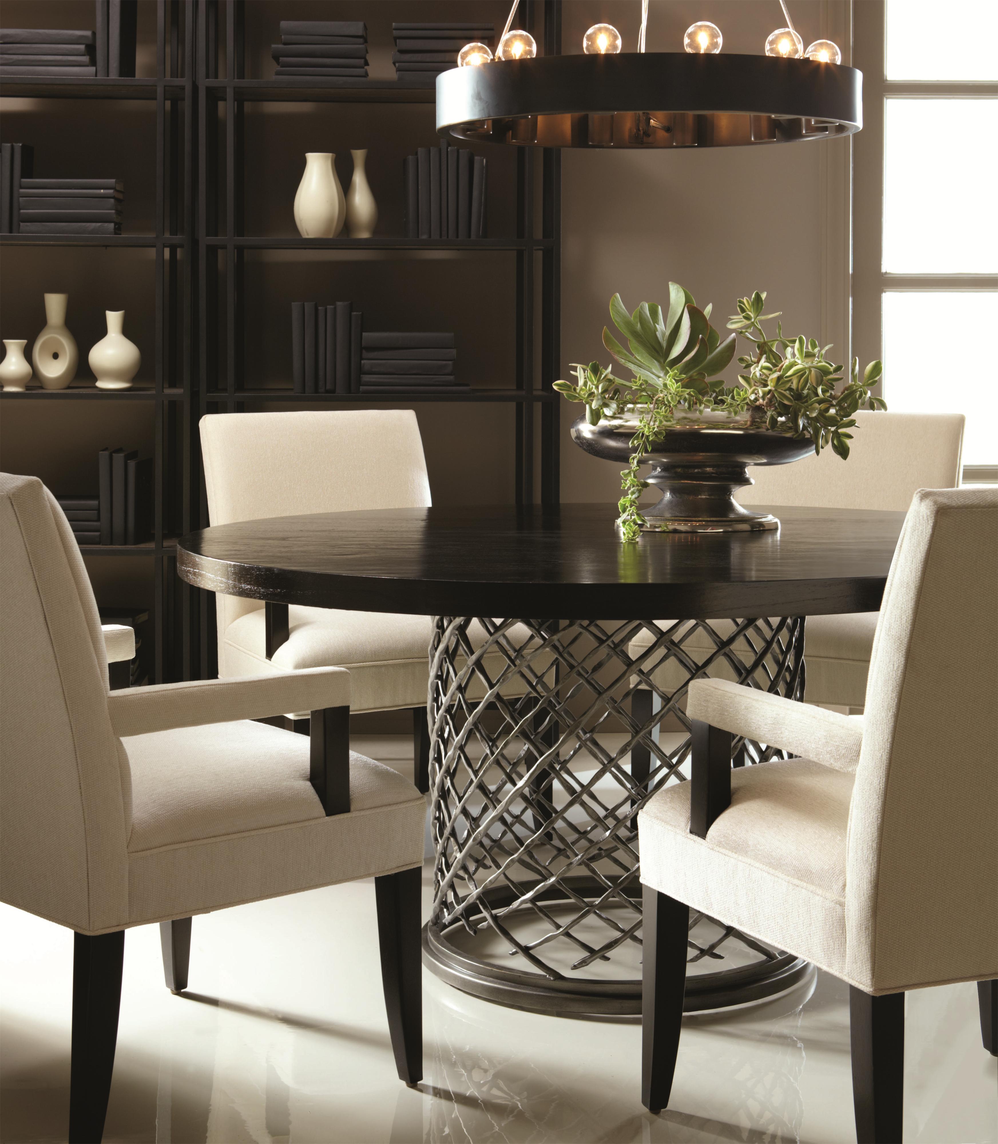 Bernhardt Hallam 336771, 336773 Modern Metal Dining Table with Wood